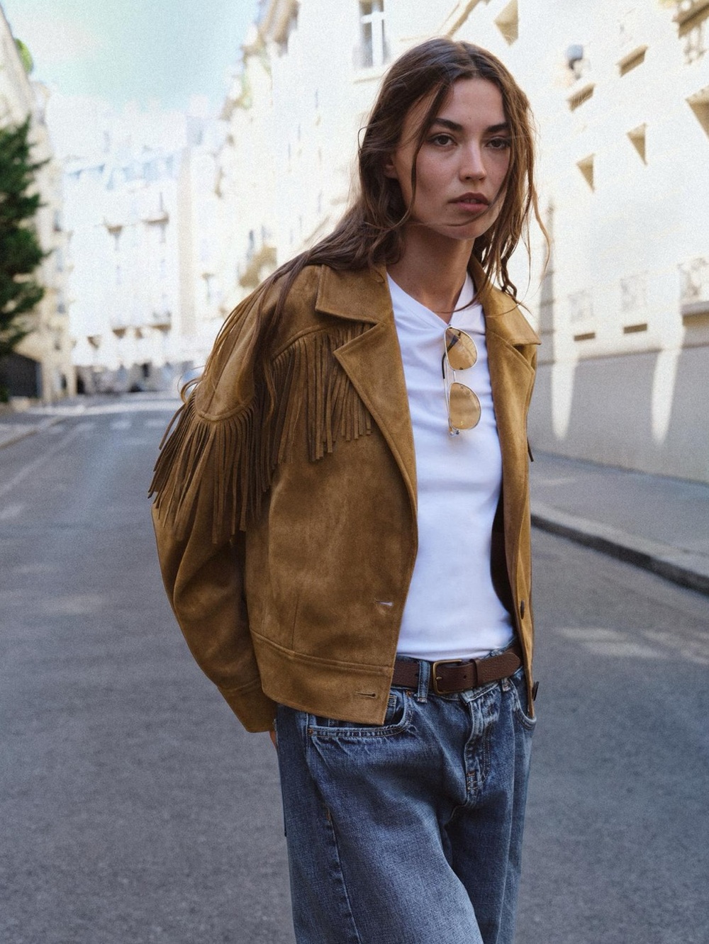 ZARA FAUX SUEDE FRINGE JACKET - Picture 7 of 9